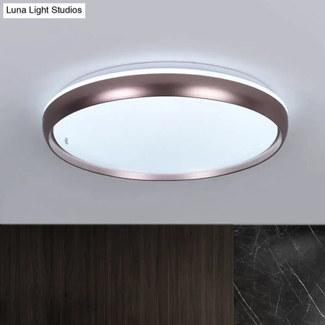 Sleek Round Led Ceiling Lamp - Modern Metallic Dark Brown/Copper/Dark Gold Flush Mount Lighting For