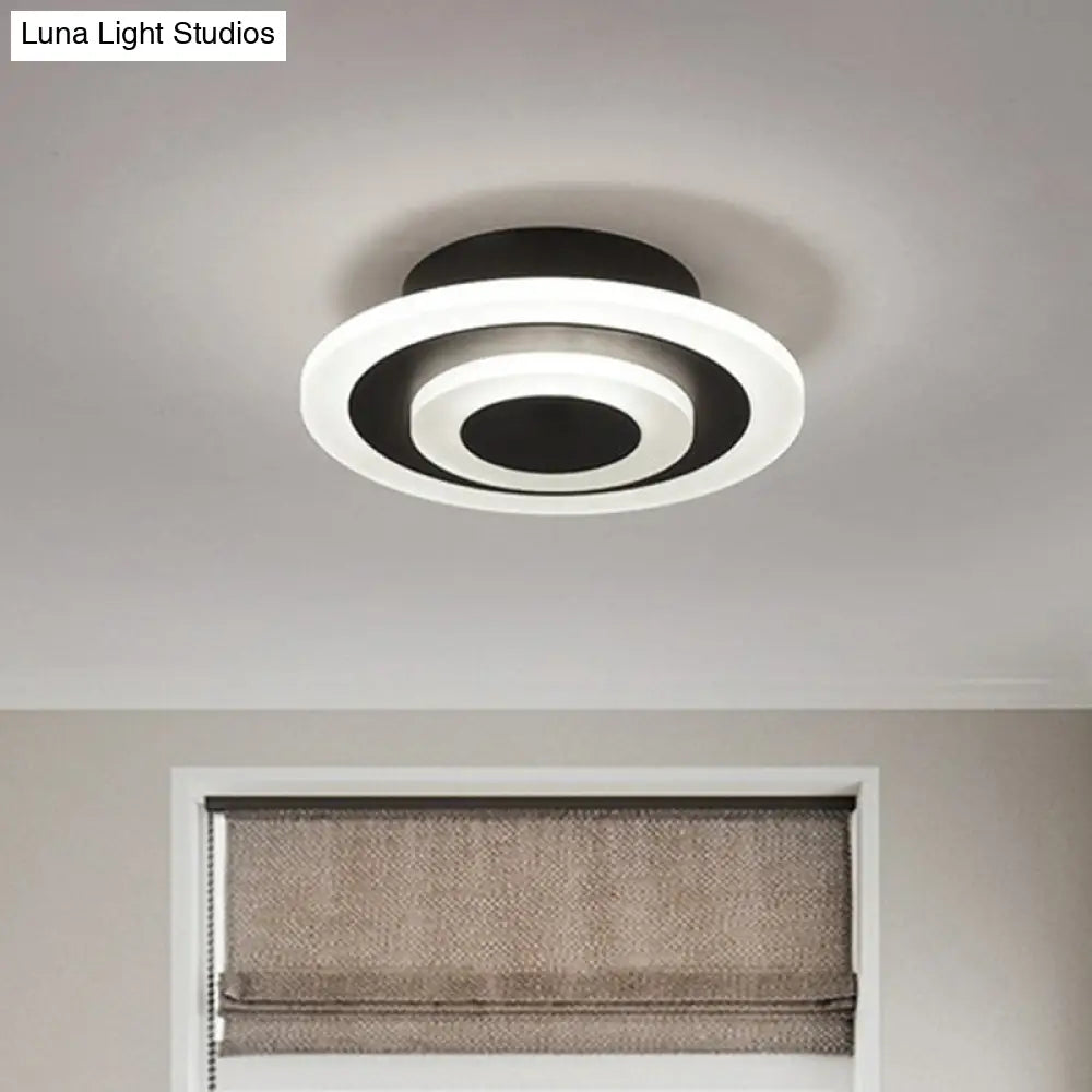 Sleek Round Led Flush Mount Ceiling Light For Corridors And Halls Black / White