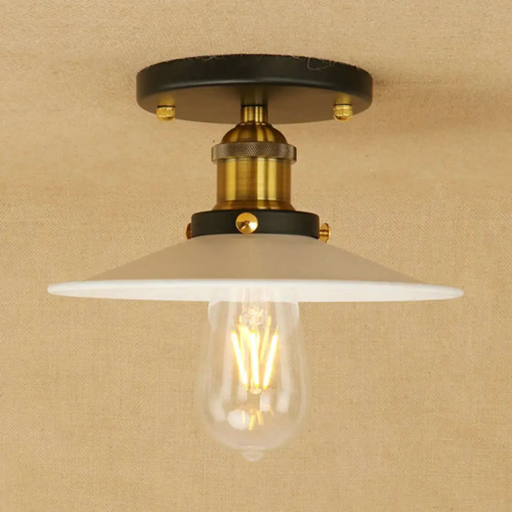 Sleek Saucer Ceiling Light In Black/White For Kitchen - Loft Semi Flush Mount Lighting With 1 Bulb