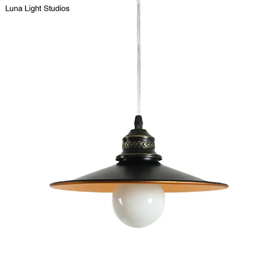Saucer Iron Ceiling Pendant Lamp - Industrial Suspension Lighting In Black 8.5/14.5 Wide