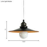Sleek Saucer Iron Ceiling Pendant Lamp: Industrial 1-Bulb Restaurant Suspension Lighting In Black