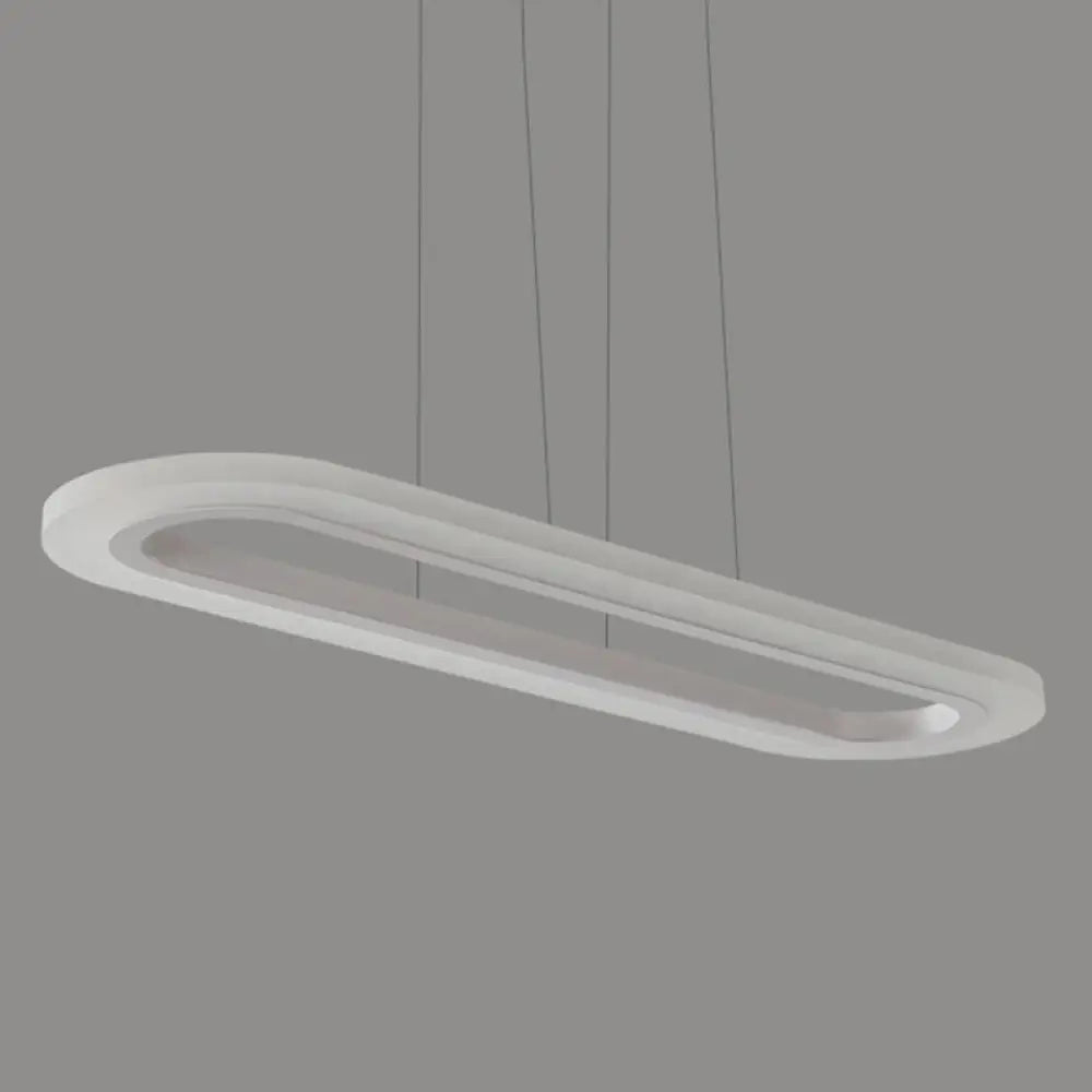 Sleek Silver Led Office Island Ceiling Light - Acrylic Pendulum Design