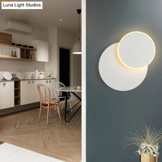 Sleek Slim Panel Wall Light - Stylish Wood Acrylic Sconce For Corridor & Kitchen White / Round