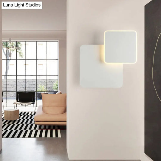 Sleek Slim Panel Wall Light - Stylish Wood Acrylic Sconce For Corridor & Kitchen White / Square