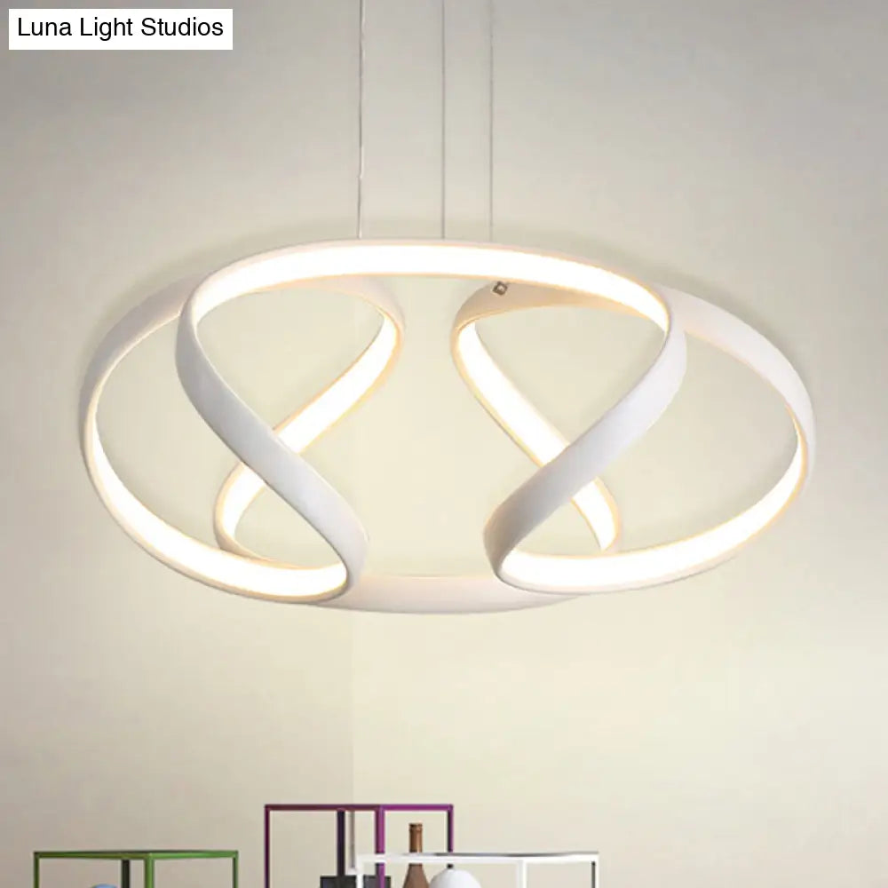 Sleek Spiral Acrylic Chandelier Pendant With Warm/White Light - Single Suspension Lamp