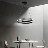 Sleek Spiral Line Chandelier: Black/White 18’/23.5’ Wide Led Pendant Lamp In Warm/White Light