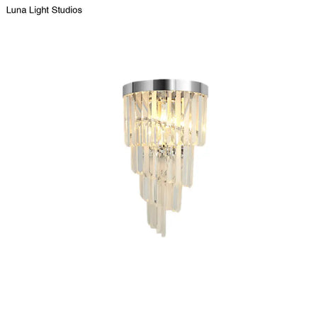 Sleek Spiral Wall Mount Light Metal Lamp With Crystal Accents Ideal For Living Room Décor
