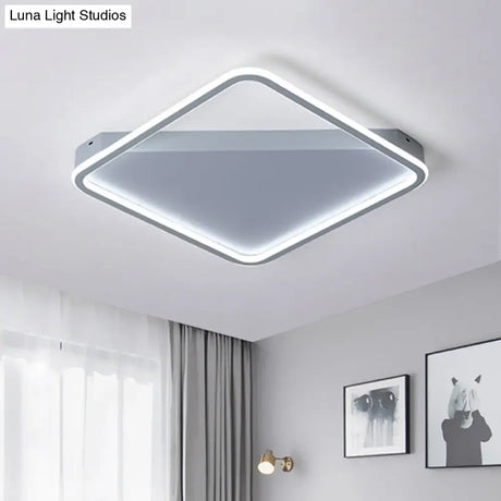 Sleek Square Hoop Ceiling Flush Led Lighting For Bedroom - 16.5’/22’ Wide Iron Mount With