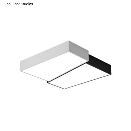 Sleek Square Led Flush Mount Ceiling Light For Modern Bedrooms - Black And White