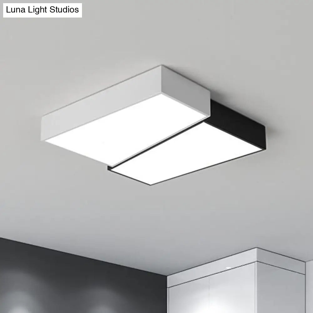 Sleek Square Led Flush Mount Ceiling Light For Modern Bedrooms - Black And White Black-White /