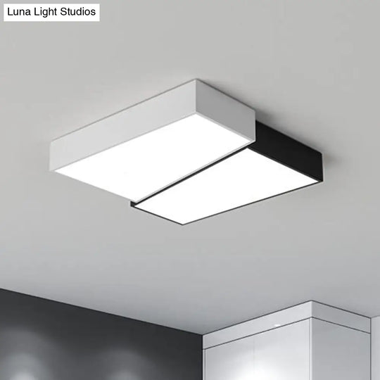 Sleek Square Led Flush Mount Ceiling Light For Modern Bedrooms - Black And White Black-White /