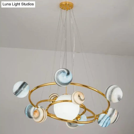 Sleek Stained Glass 7-Head Chandelier Light Fixture - Perfect for Dining Rooms