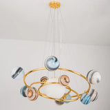 Sleek Stained Glass 7-Head Chandelier Light Fixture - Perfect for Dining Rooms Gold / Cord