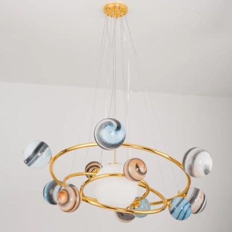 Sleek Stained Glass 7-Head Chandelier Light Fixture - Perfect for Dining Rooms Gold / Cord