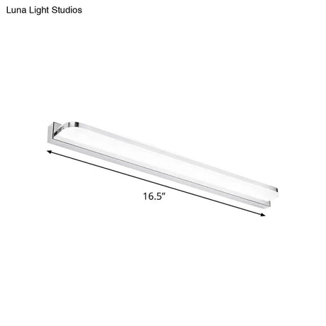 Sleek Stainless Steel Chrome Led Sconce - Rectangular Wall Vanity Light Fixture (16.5/20.5/24.5)