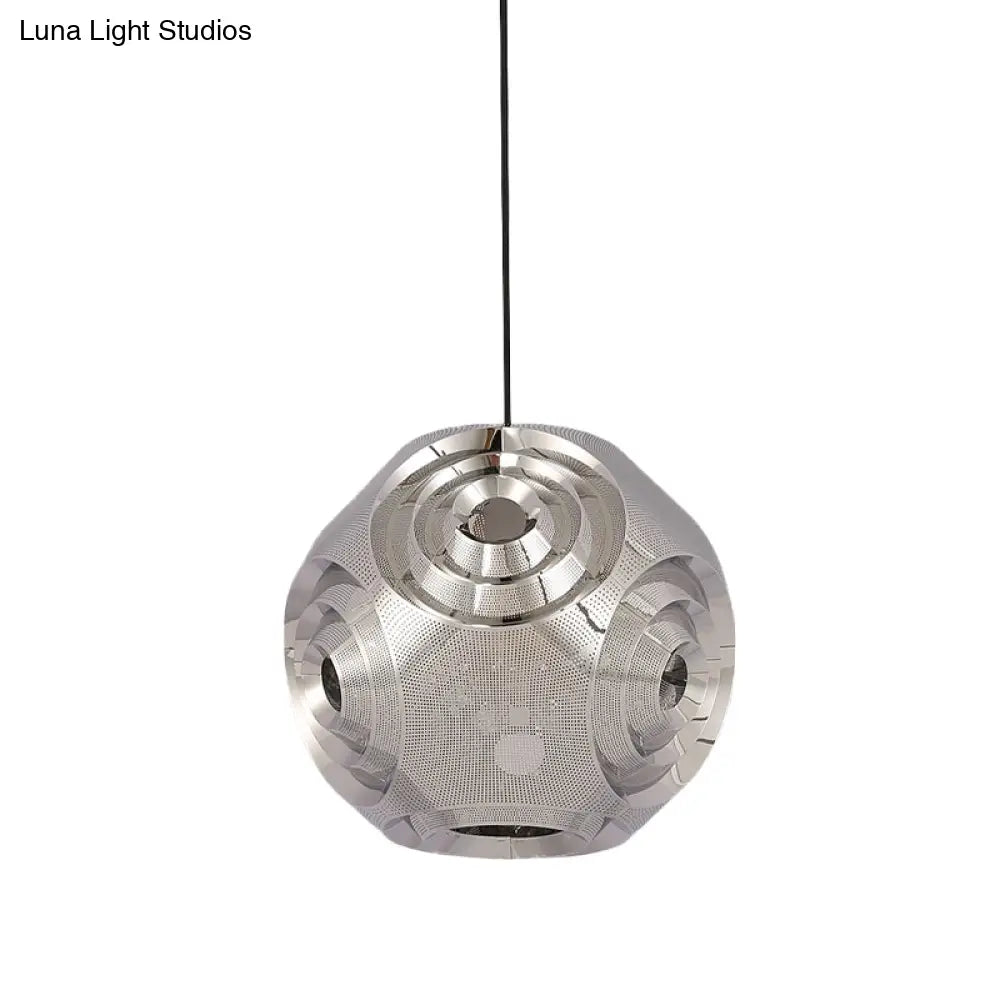 Sleek Stainless Steel Sphere Pendant Lamp Colonial 1-Head Suspension Light (11/15 W) In