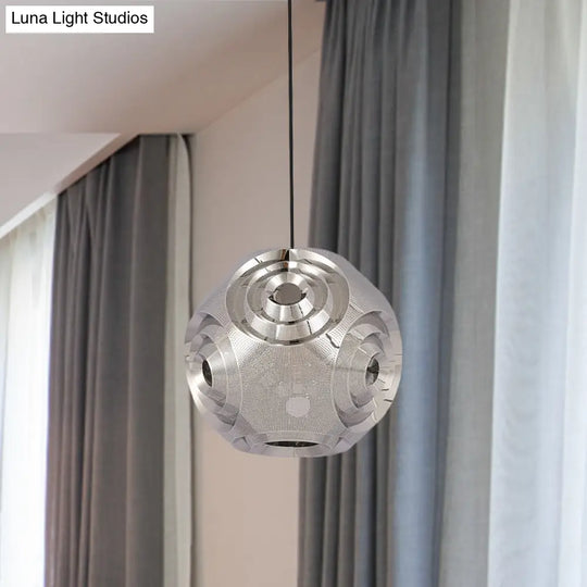 Sleek Stainless Steel Sphere Pendant Lamp Colonial 1-Head Suspension Light (11/15 W) In