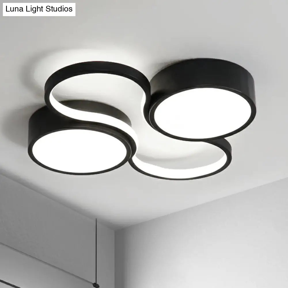Sleek Study Room Led Flush Mount Ceiling Light- Acrylic Simplified Black / 19.5 White
