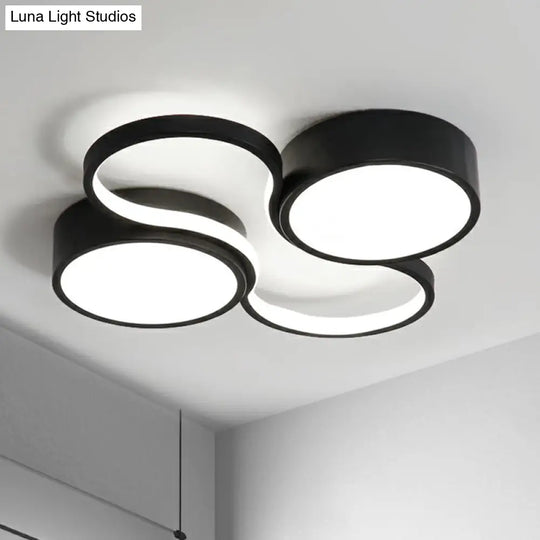 Sleek Study Room Led Flush Mount Ceiling Light- Acrylic Simplified Black / 19.5 White