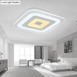 Sleek Surface Mounted Led Ceiling Light - Simplicity In White For Living Room / 8 Inner Outer Warm