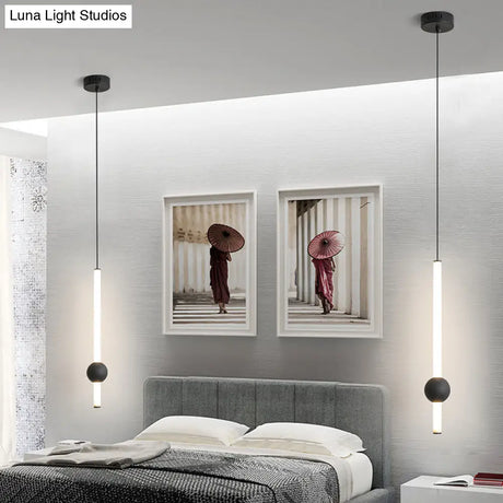 Sleek Sword-Shape Led Hanging Lamp Kit: Simplicity Acrylic | Black/White Warm/White/3 Color Light