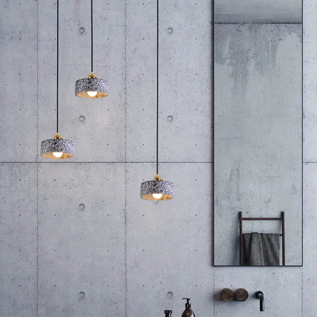 Sleek Terrazzo Single Pendant Lamp: Round Bedside Hanging Light Fixture With Rotary Switch Blue / 6’