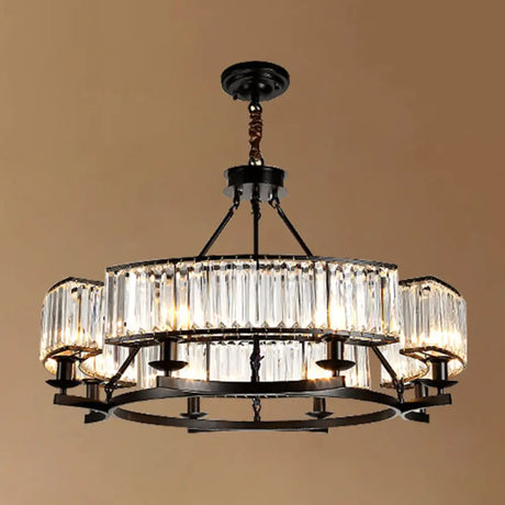Sleek Tri-Prism Crystal Pendant Light for Your Living Room 8 / Black