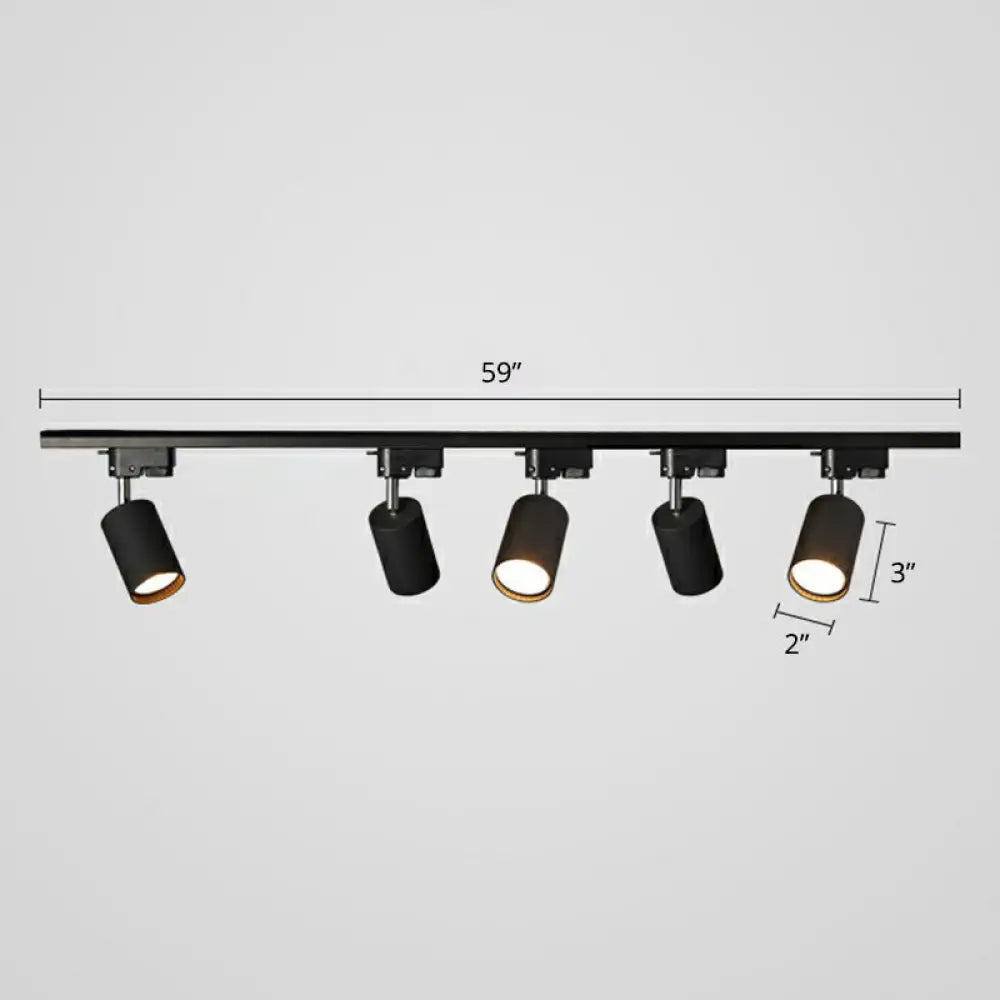 Sleek Tube Track Spotlight: Modern Metallic Semi Flush Ceiling Light For Bars 5 / Black