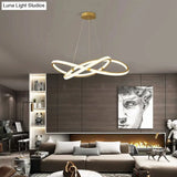 Sleek Twist Led Pendant Lamp: Minimalist Aluminum Chandelier For Living Room