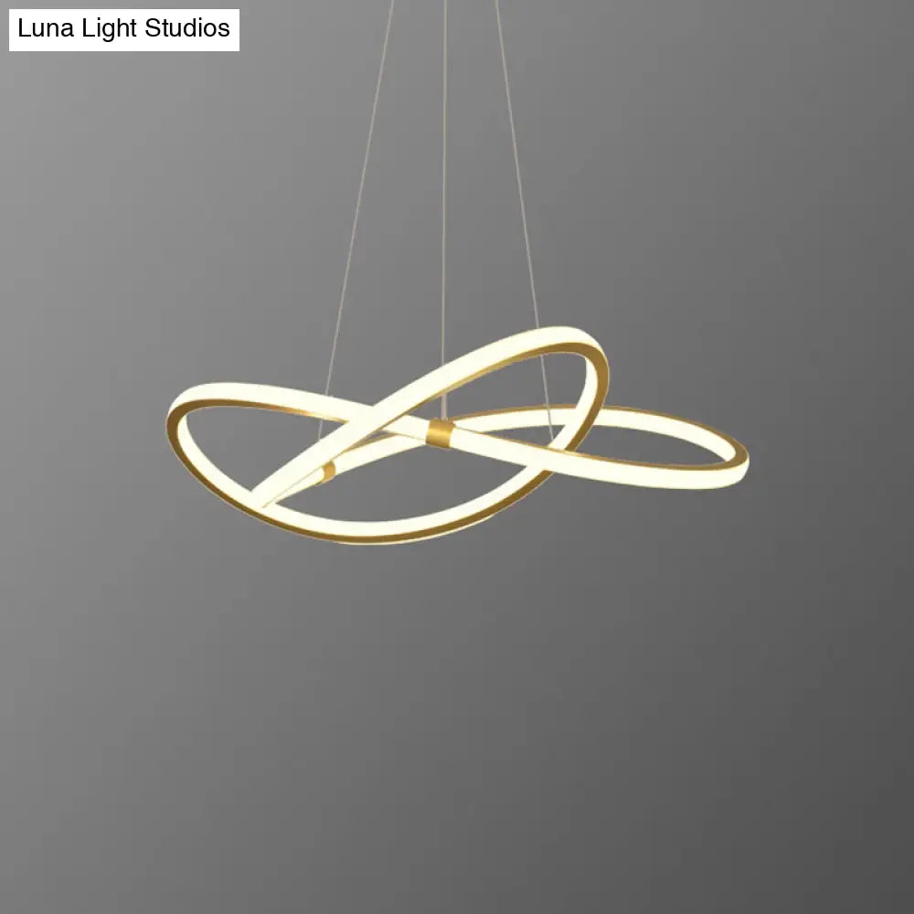 Sleek Twist Led Pendant Lamp: Minimalist Aluminum Chandelier For Living Room