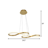 Sleek Twist Pendant Chandelier With Gold Finish - 24.5 To 31.5 Wide Led Hanging Lamp For Dining