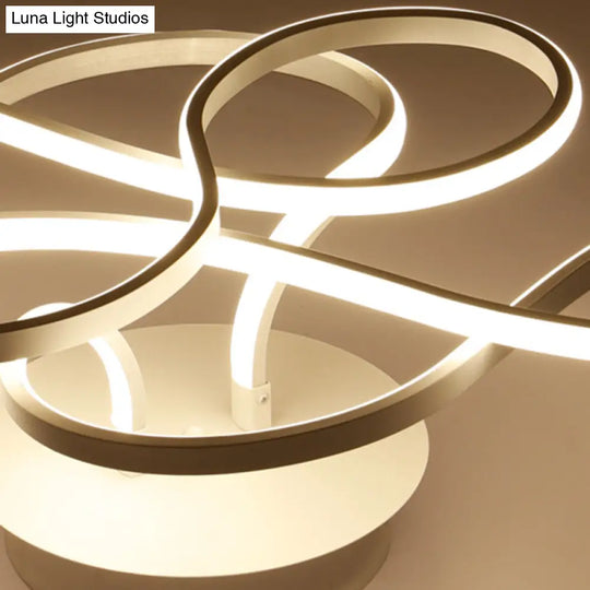 Sleek White Acrylic Swirl Wave Led Ceiling Light Fixture - Simplicity Close To Lighting Solution
