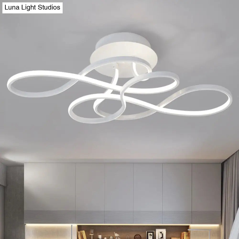 Sleek White Acrylic Swirl Wave Led Ceiling Light Fixture - Simplicity Close To Lighting Solution