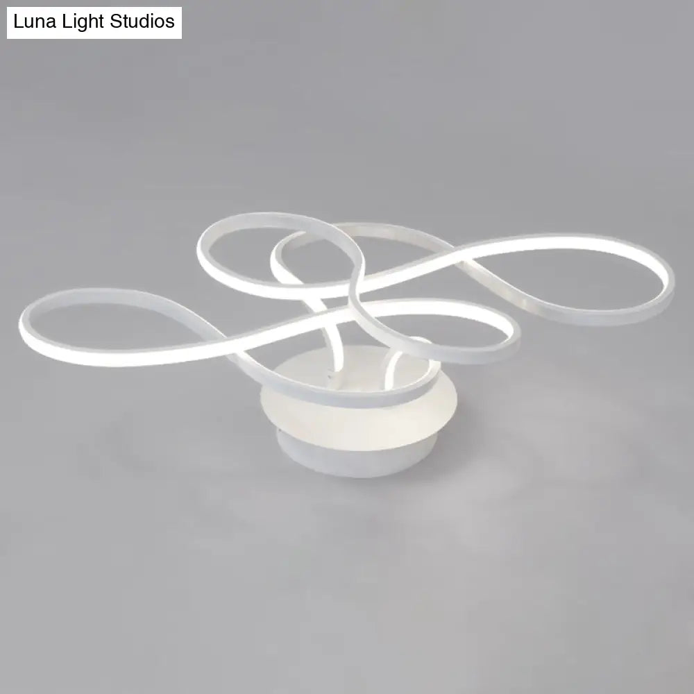 Sleek White Acrylic Swirl Wave Led Ceiling Light Fixture - Simplicity Close To Lighting Solution