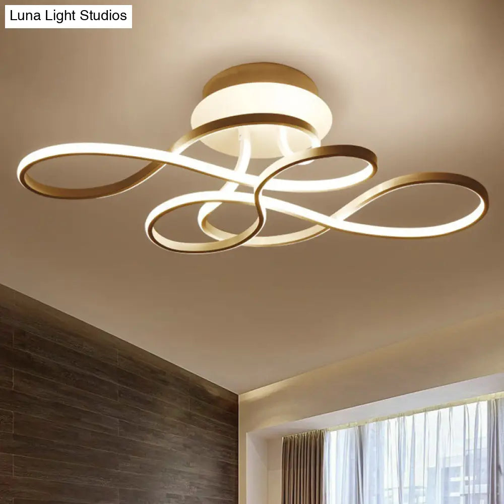Sleek White Acrylic Swirl Wave Led Ceiling Light Fixture - Simplicity Close To Lighting Solution