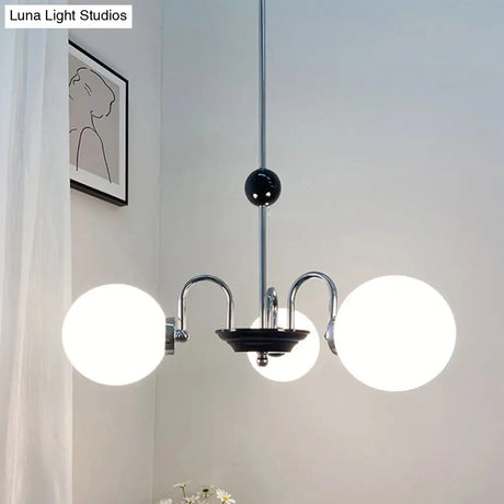 Sleek White Glass Ceiling Chandelier - Modern Minimalist Design