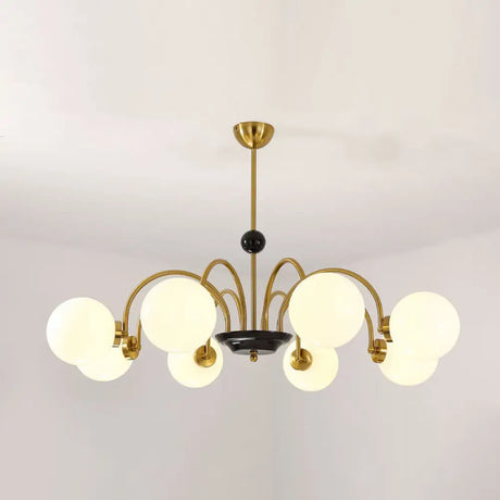 Sleek White Glass Ceiling Chandelier - Modern Minimalist Design 8 / Gold