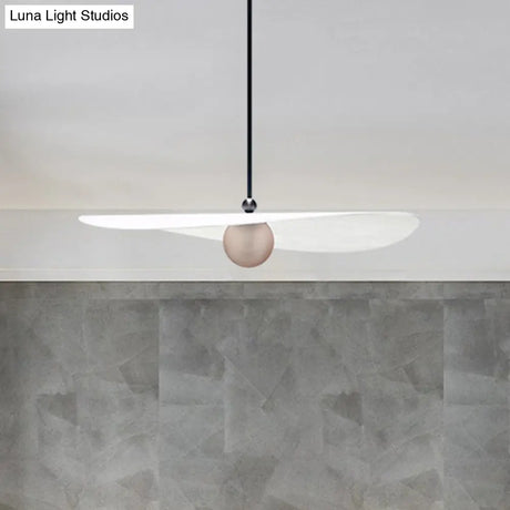 Sleek White Hanging Ceiling Light 1-Light Acrylic Suspension Lamp For Bedroom