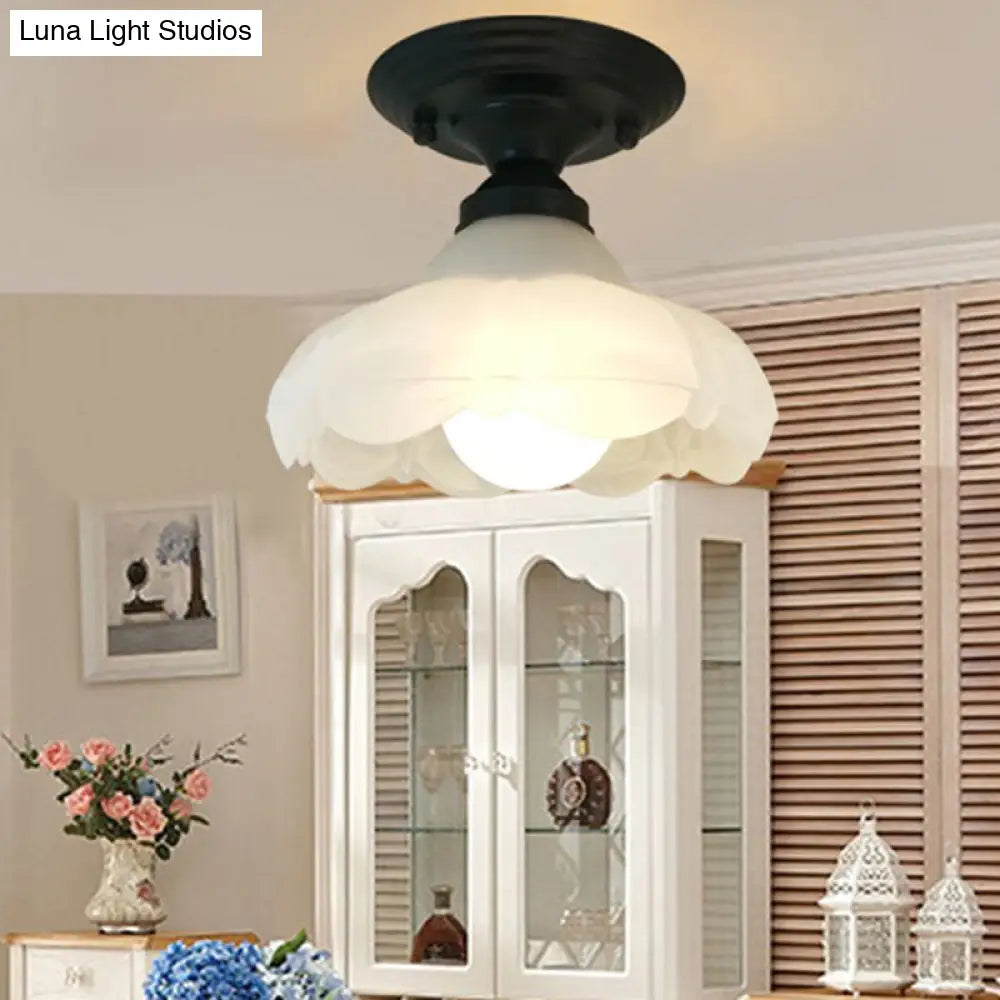 Sleek White Simplicity Ceiling Lamp With Frosted Glass Shade For Bedroom Lighting