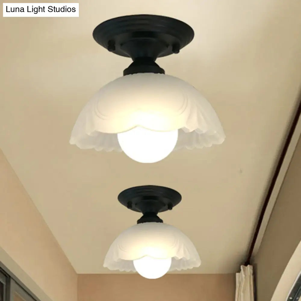 Sleek White Simplicity Ceiling Lamp With Frosted Glass Shade For Bedroom Lighting