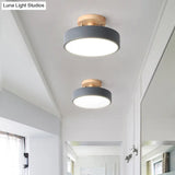 Sleek Wood Semi Flush Mount Led Ceiling Light With Round Acrylic Shade - Simplicity At Its Best!