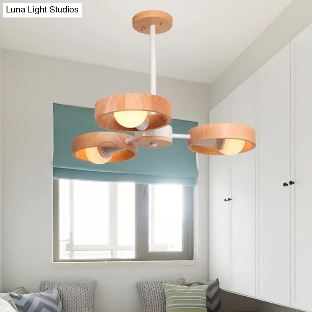 Sleek Wooden Circle Chandelier Pendant Light For Bedroom Decor