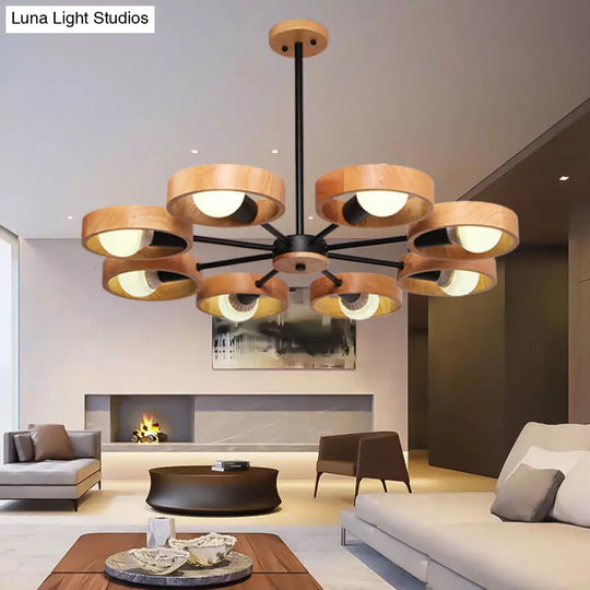Circle Shaped Wooden Pendant Chandelier - Simplicity For Bedroom Lighting