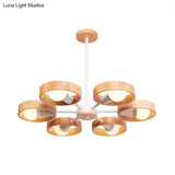 Sleek Wooden Circle Chandelier Pendant Light For Bedroom Decor