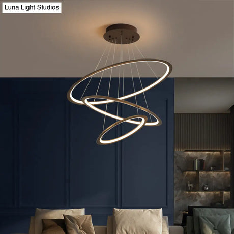 Slim Hoop Pendant Led Chandelier - 3/4 Tiers Aluminum Gold/Coffee Living Room