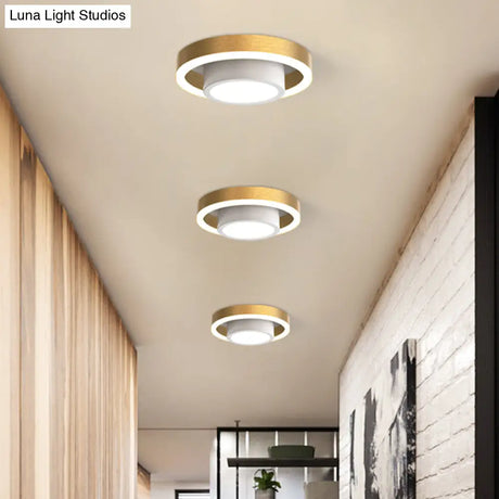 Small Acrylic Ceiling Flush Nordic Led Mount Lighting - Dual Hoop Design Black/Coffee/Gold Ideal
