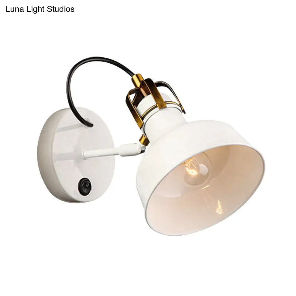 Small Barn Wall Light: Contemporary Metal Sconce In White For Cottage Foyer
