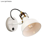Small Barn Wall Light: Contemporary Metal Sconce In White For Cottage Foyer