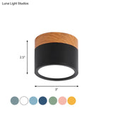 Small Macaron Metal Flush Mount Ceiling Light For Kitchen Bar - Yellow/Blue/Black & Wood