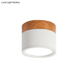 Small Macaron Metal Flush Mount Ceiling Light For Kitchen Bar - Yellow/Blue/Black & Wood